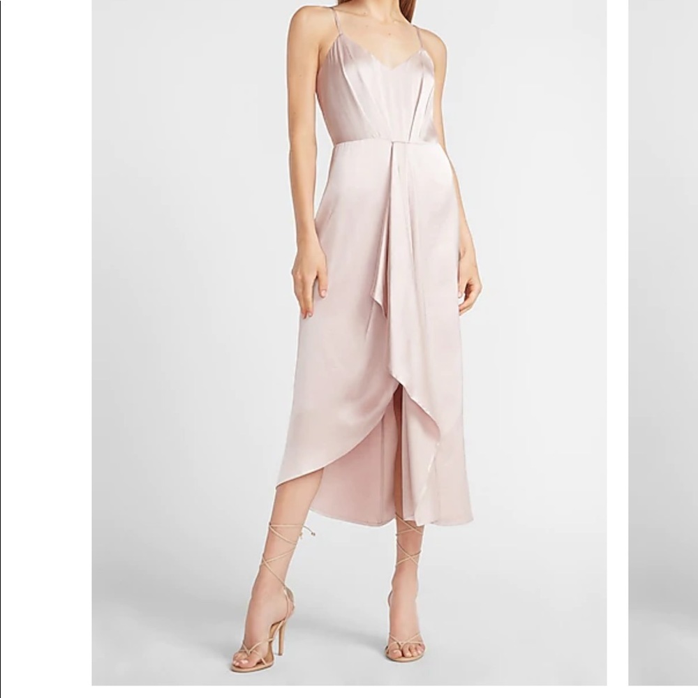 Satin V-neck Midi Dress